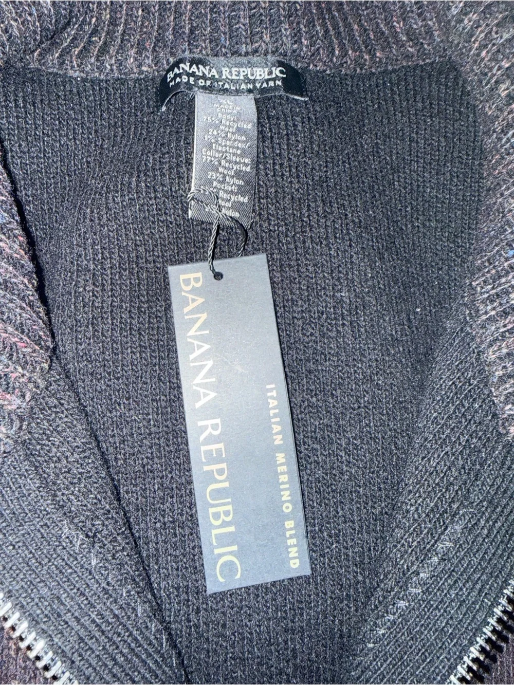 Banana Republic Italian Merino Wool Blend Full Zip Sweater XL NWT